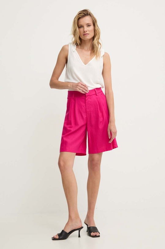 Answear Lab szorty lniane L0926.HMS różowy WZ24