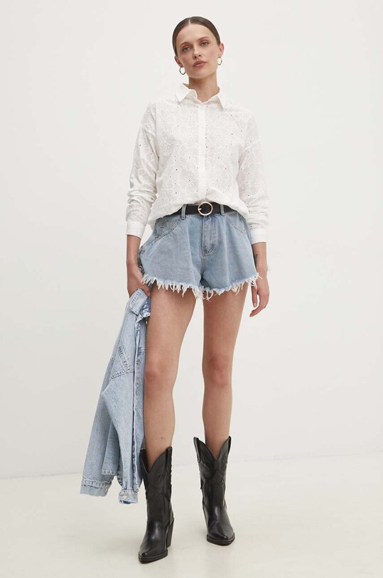 Answear Lab pantaloni scurti jeans s21055.wms albastru WZ24