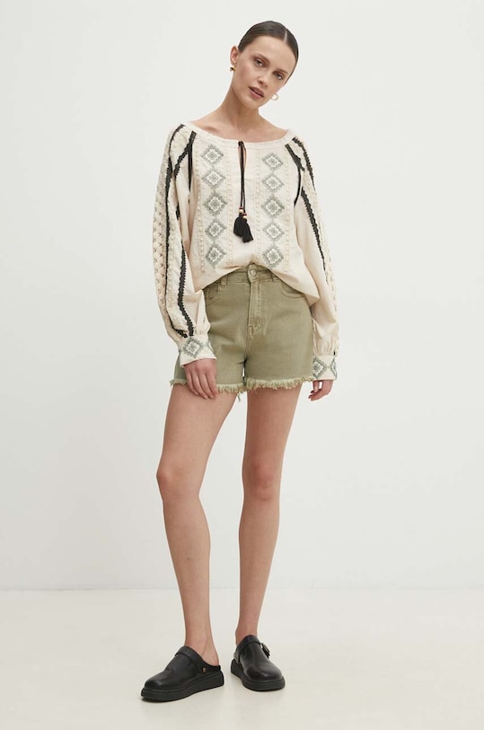 Answear.LAB szorty jeansowe mt045.IKK zielony WZ24