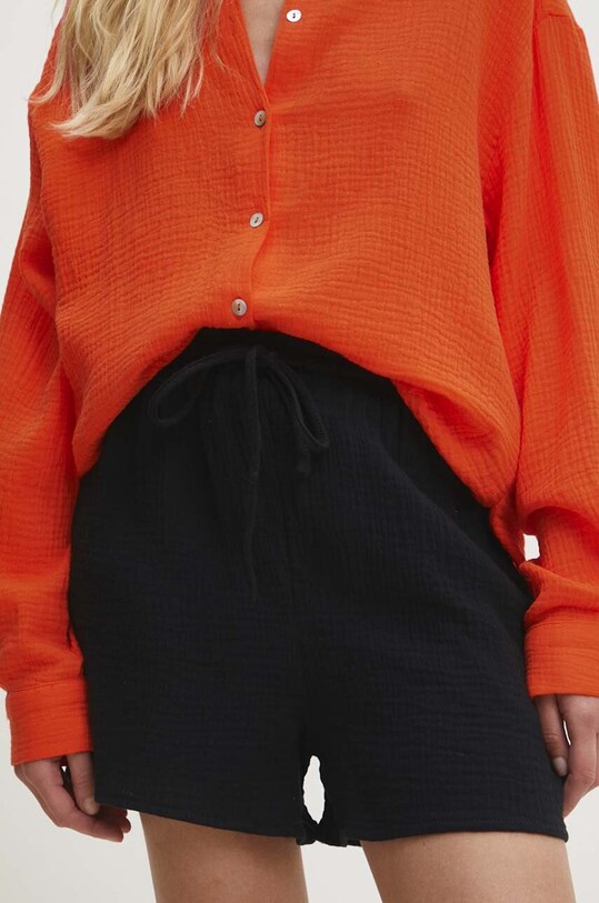 Answear Lab pantaloni scurti din bumbac tricotaj negru 152402.2.fh