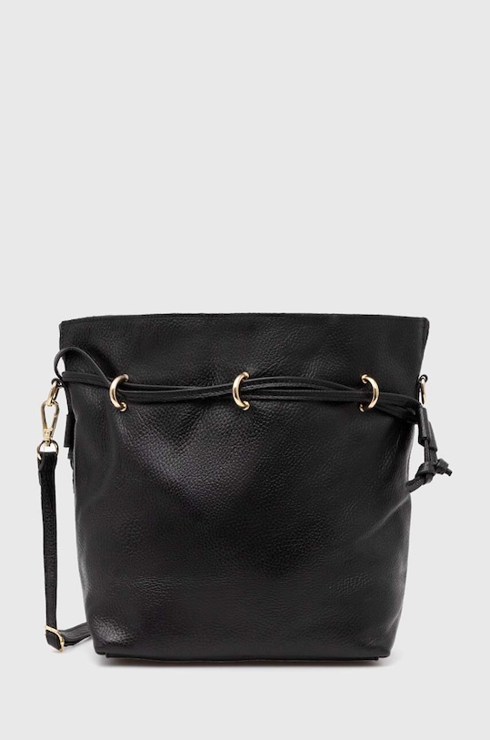 Kožená kabelka Answear.LAB usňová koža čierna 243805.HWK