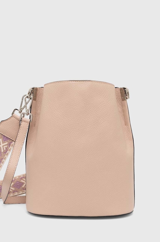 Δερμάτινη τσάντα Answear.LAB λείο δέρμα ροζ 813.HWK