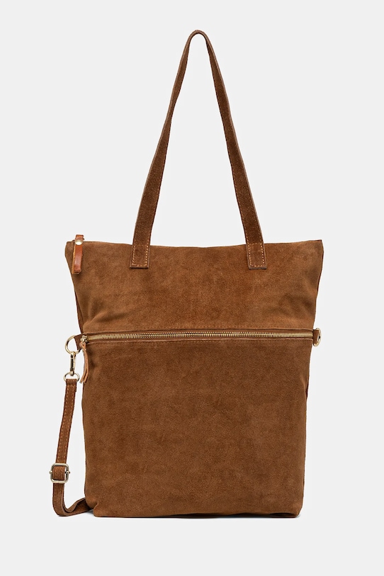 Answear Lab geanta de mana din piele intoarsa uni maro 702.HWK