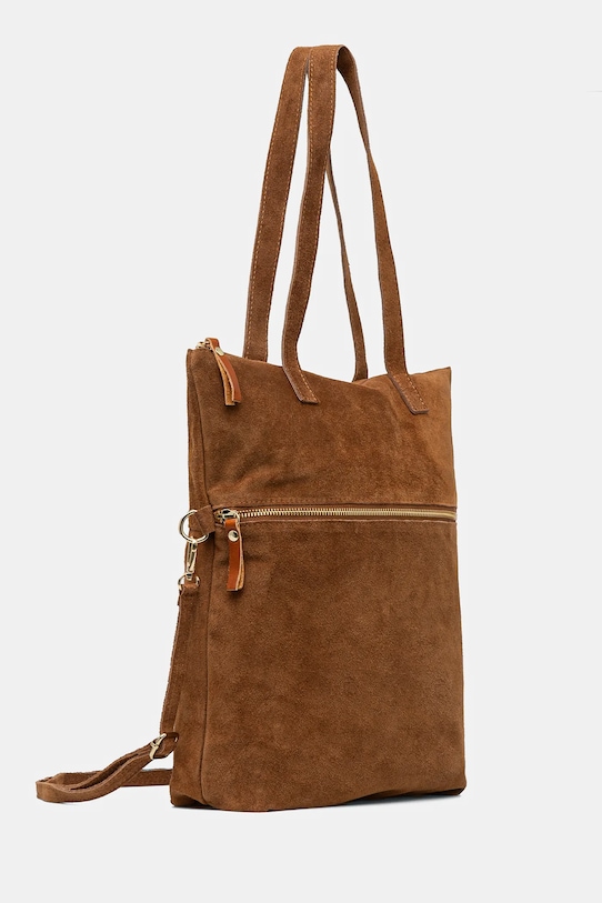 Answear Lab geanta de mana din piele intoarsa 702.HWK maro WW25