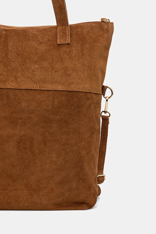 Accesorii Answear Lab geanta de mana din piele intoarsa 702.HWK maro