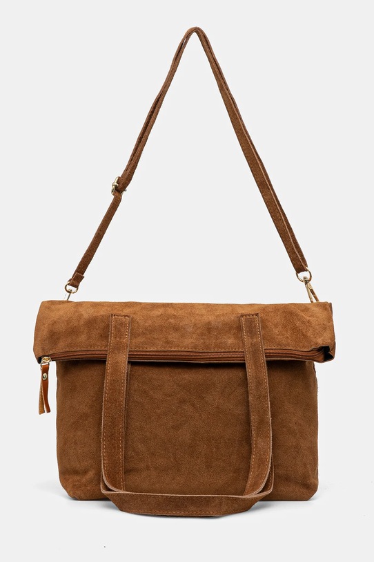 Answear Lab geanta de mana din piele intoarsa maro 702.HWK