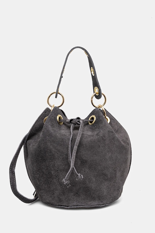 Answear Lab geanta de mana din piele intoarsa uni gri 751.HWK