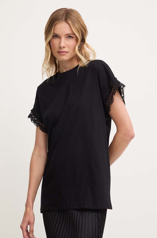 Answear Lab tricou din bumbac uni negru sng7.TWK