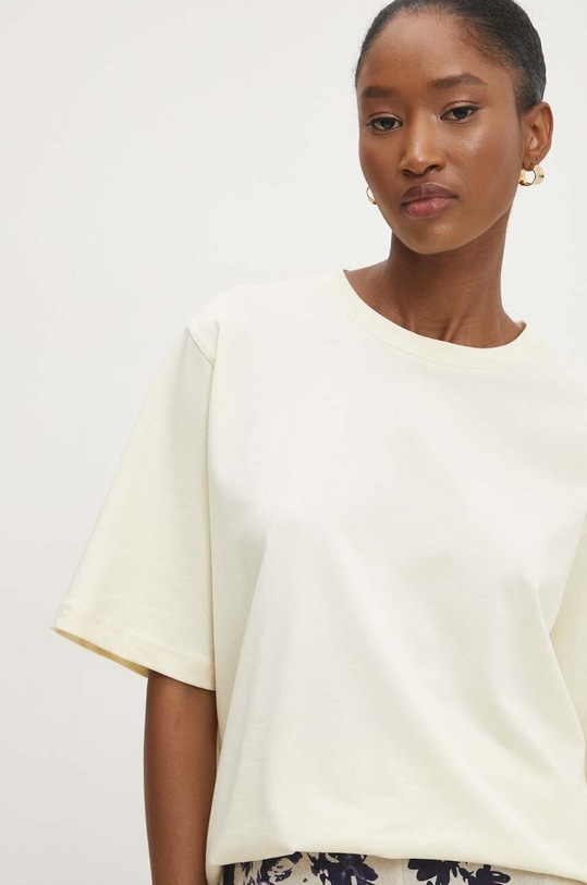 Answear Lab tricou din bumbac uni bej mal1.TMS