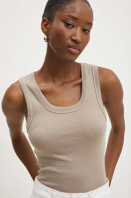 Odzież Answear Lab top bawełniany SNG3.TKK brązowy