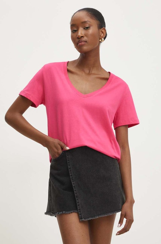 Answear Lab t-shirt bawełniany bawełna różowy L5560.HMS