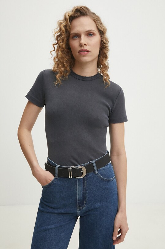 Answear.LAB t-shirt z elastanem czarny 30457.TMS