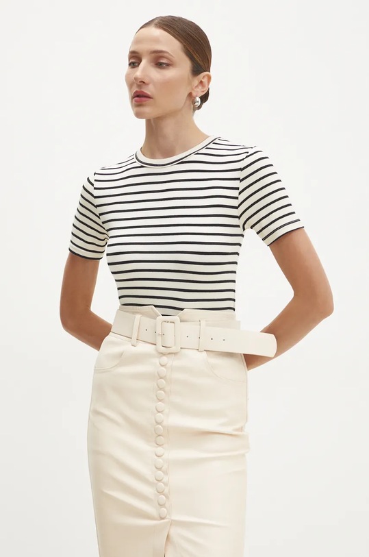 Answear Lab tricou din bumbac curele alb 180283.th