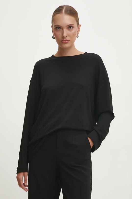 Answear Lab longsleeve uni negru 46001a.FKK