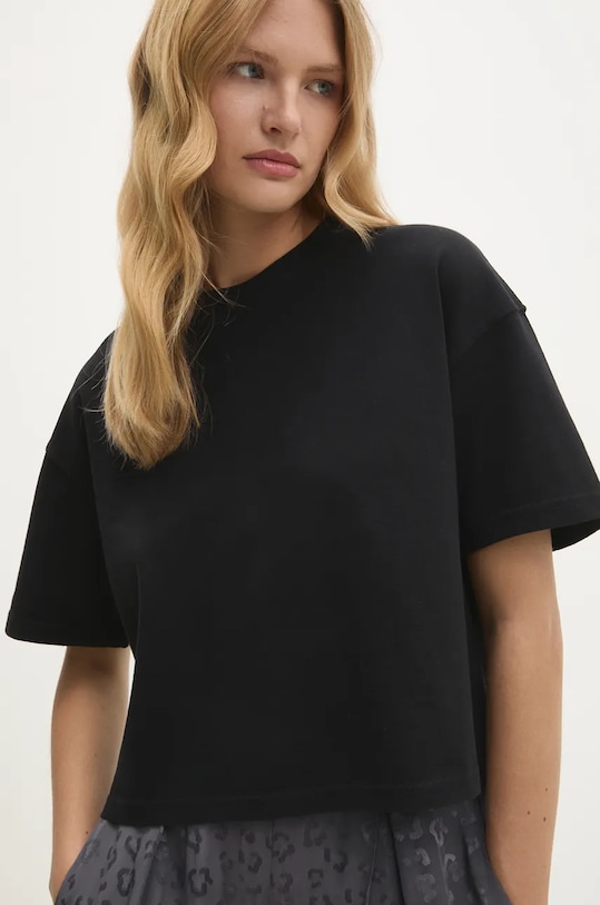 Answear Lab tricou din bumbac uni negru 31017.tms