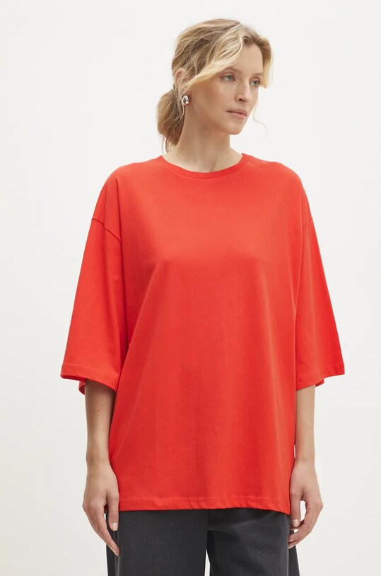 Answear Lab tricou din bumbac uni rosu 180267.TLK