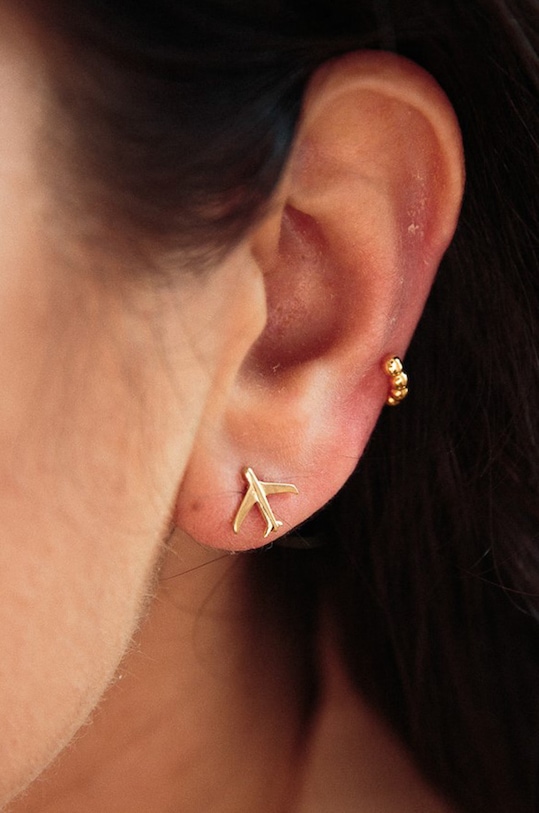 Stříbrné pozlacené náušnice ANIA KRUK Azymut SGCKS0280Z zlatá ZA00