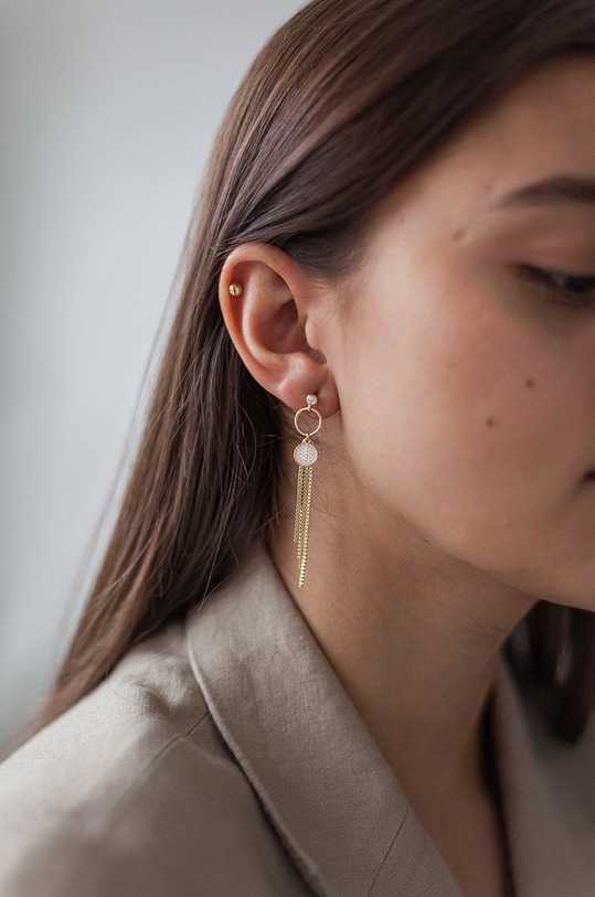 Stříbrné pozlacené náušnice ANIA KRUK Glamour SMVKS0370Z zlatá ZA00