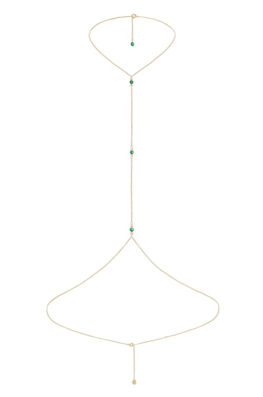 ANIA KRUK body chain pozłacany z malachitem Summer Body Chain złoty MTNBN0756Z