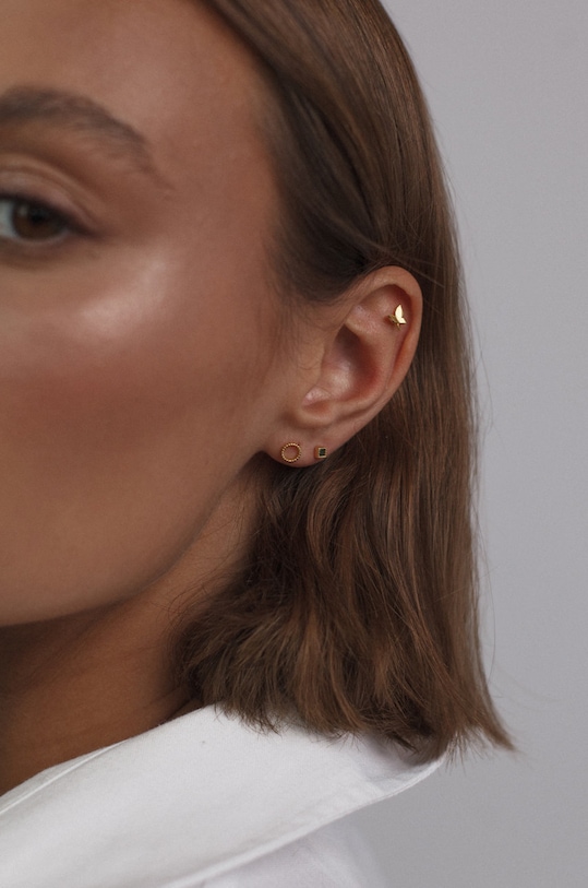 Pozlátená strieborná náušnica ANIA KRUK Piercing Rock It SRUKS0370Z zlatá ZA00