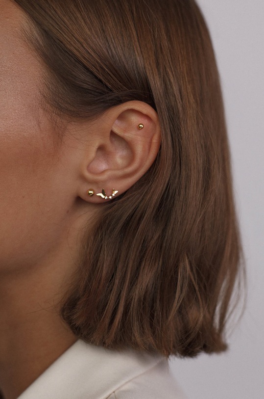 Pozlátená strieborná náušnica ANIA KRUK Piercing Rock It SRUKS0490Z zlatá ZA00