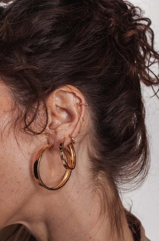 Náušnice vyrobené ze stříbra pozlacené zlatem ANIA KRUK ROCK IT zlatá SGCKS2270Z