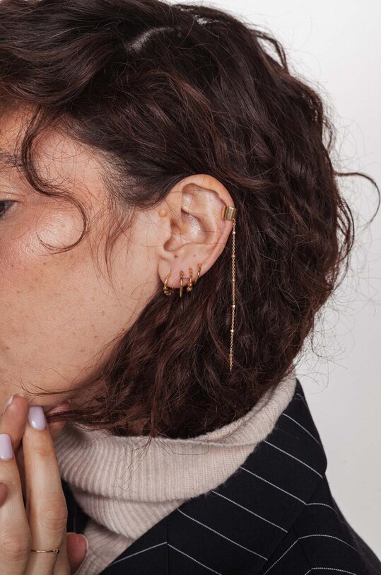 Strieborná pozlátená náušnica ANIA KRUK ROCK IT zlatá SGCKS2300Z