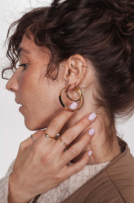 Pozlacené stříbrné náušnice ANIA KRUK ROCK IT zlatá SRUKC0792Z