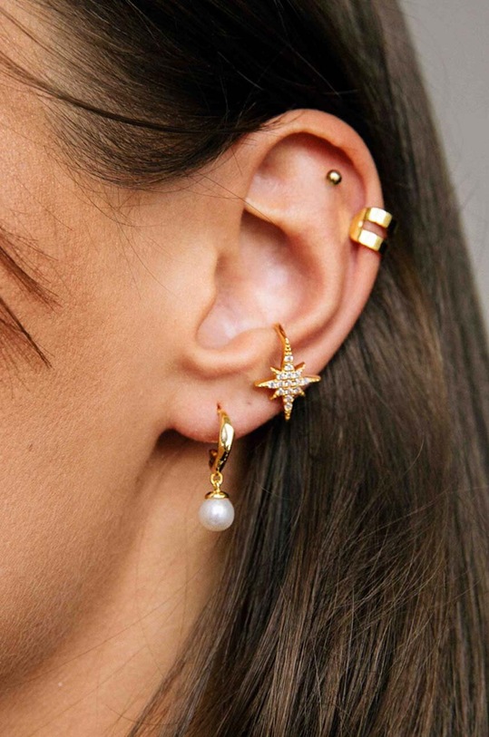 Ασημένια επιχρυσωμένα σκουλαρίκια ANIA KRUK ARIEL STNKP0110Z χρυσαφί ZA00