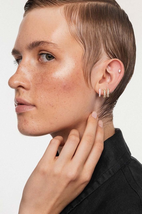 Pozlacené stříbrné náušnice ANIA KRUK ROCK IT zlatá SRUKC1832Z