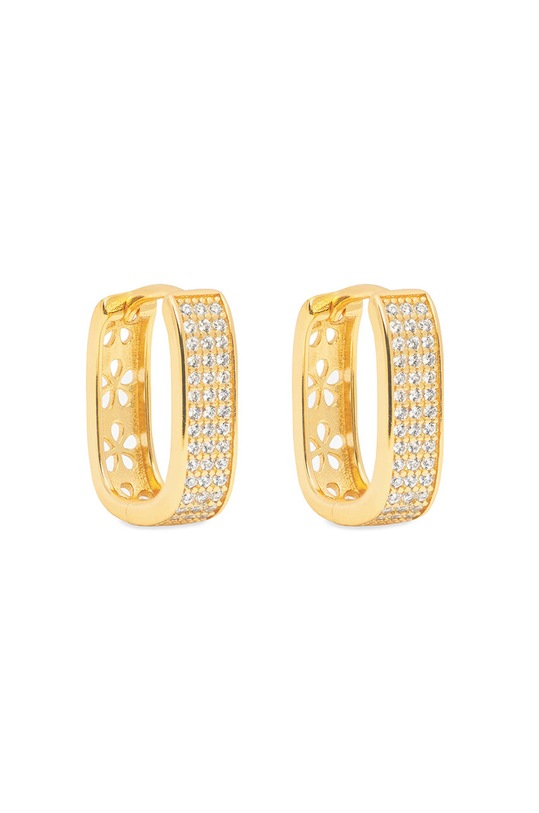 Uhani iz srebra prevlečenega z zlatom ANIA KRUK GLAMOUR srebro zlata SRUKC1152Z