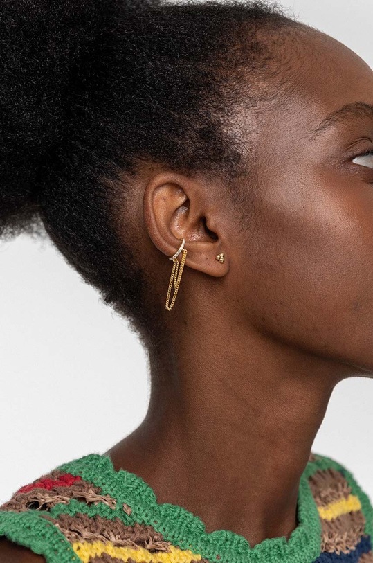 Dodatki Uhan za zgornji del ušesa iz srebra prevlečenega z zlatom ANIA KRUK ROCK IT SRUKC1452Z zlata