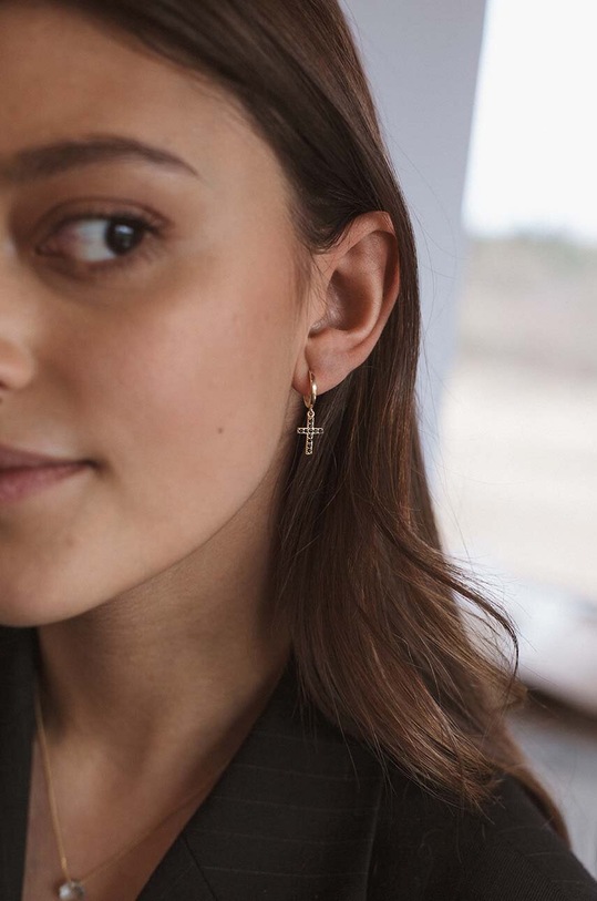 Stříbrné pozlacené náušnice ANIA KRUK ROCK IT SYZKS0580Z zlatá ZA00