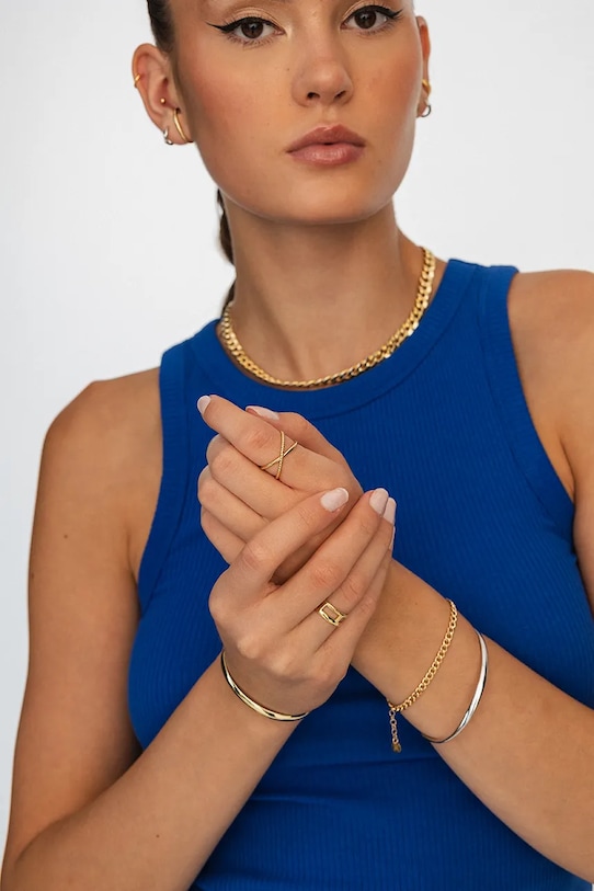 Accesorii ANIA KRUK inel de argint placat cu aur VINTAGE SMIPS0040Z aur