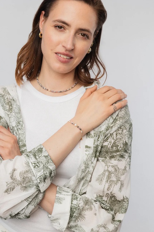 Strieborný pozlátený náhrdelník ANIA KRUK SUMMER sivá SAKNN3039Z