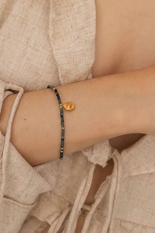 Βραχιόλι από επιχρυσωμένο ασήμι ANIA KRUK SUMMER πράσινο SAKAN2484Z