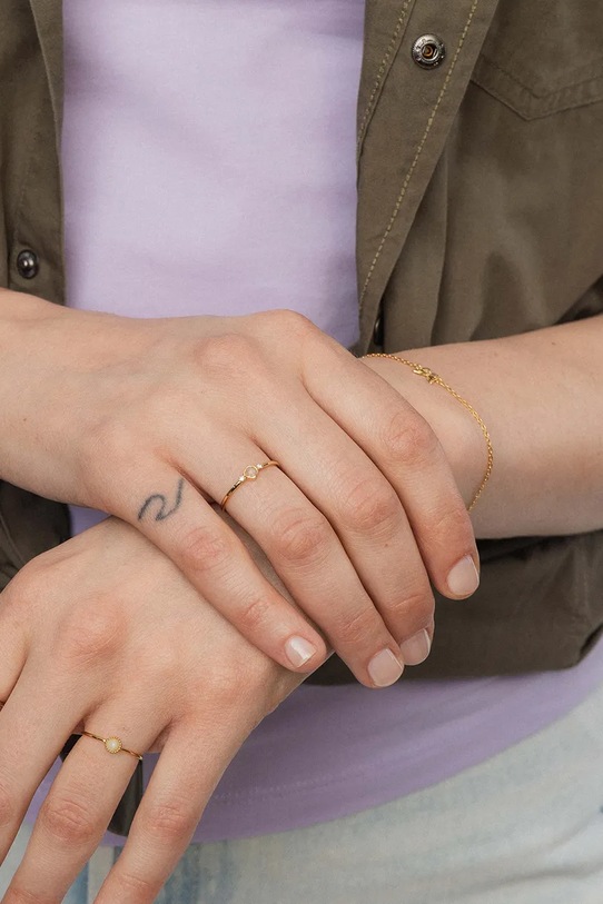 ANIA KRUK pierścionek ze srebra pokrytego złotem DUO SMRPN2424Z złoty