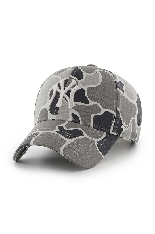 Bavlněná čepice 47brand Mlb New York Yankees nášivka šedá B.DCKSM17GWP.UZ