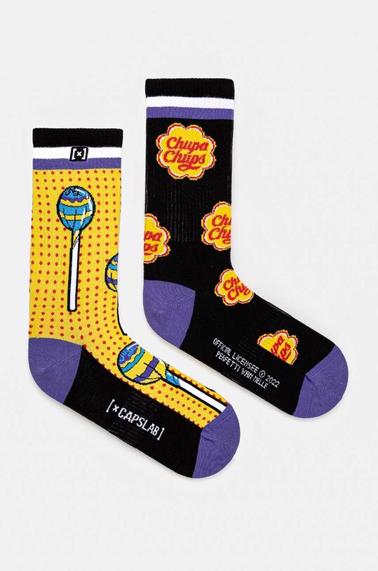 Capslab sosete x Chupa Chups sosete lungi galben CL.CC.1.TEN.SUC