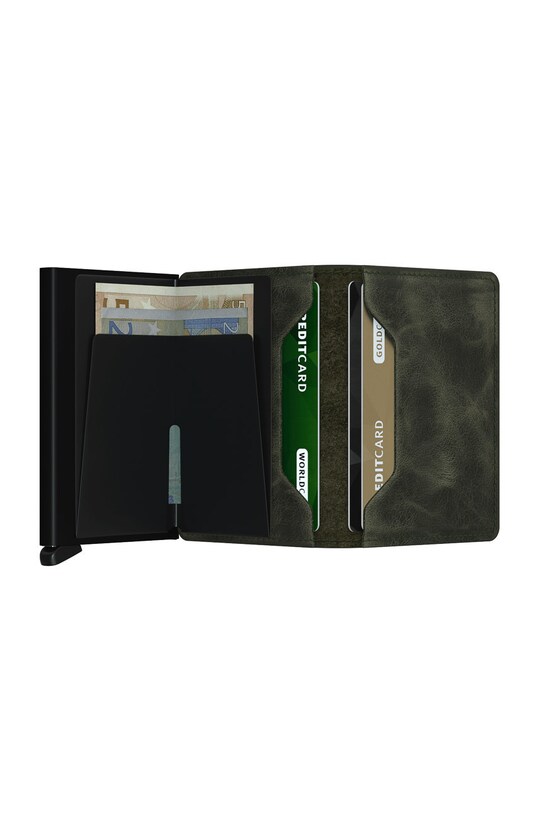 Secrid Portofel de piele verde SV.OliveBlack