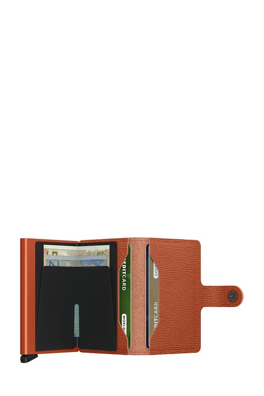 Akcesoria Secrid portfel skórzany CRISPLE MC.Black pomarańczowy