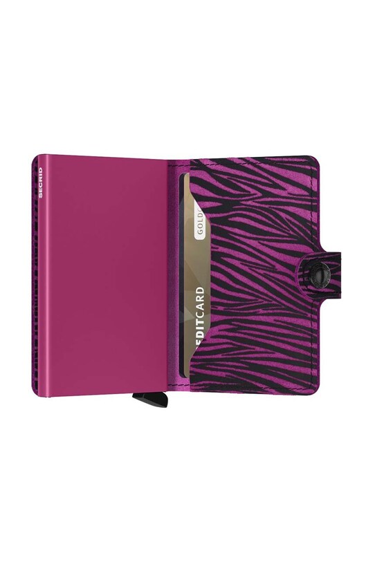 Secrid portofel de piele Miniwallet Zebra Fuchsia roz MZe.Fuchsia