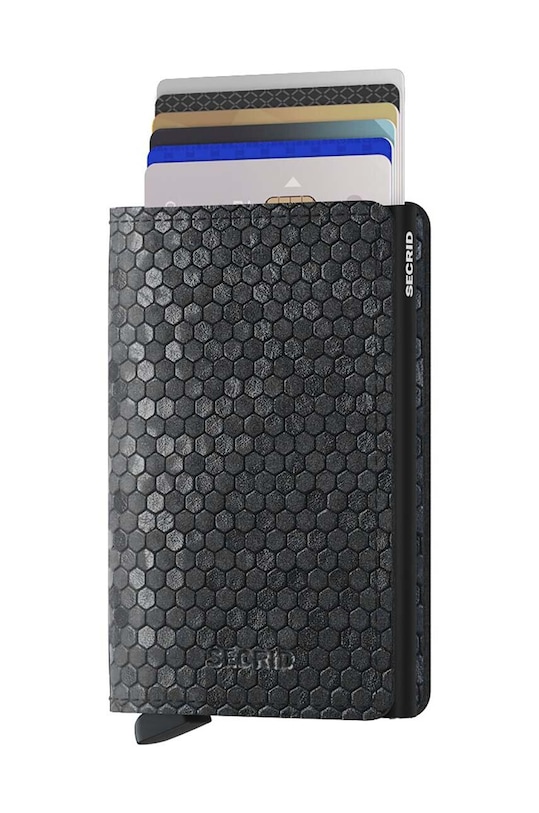 Secrid portofel de piele Slimwallet Hexagon Black SHe.Black negru ZA00