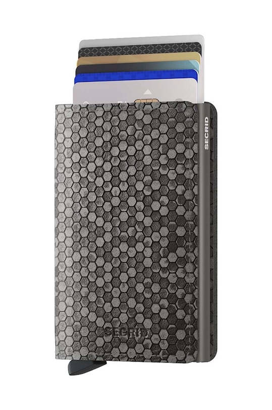 Secrid portofel de piele Slimwallet Hexagon Grey SHe.Grey gri ZA00