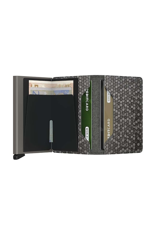 Accesorii Secrid portofel de piele Slimwallet Hexagon Grey SHe.Grey gri