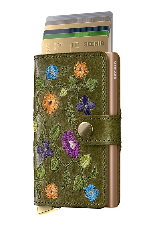 Secrid portfel skórzany STITCH FLORAL MSt.Stitch.Floral zielony ZA00
