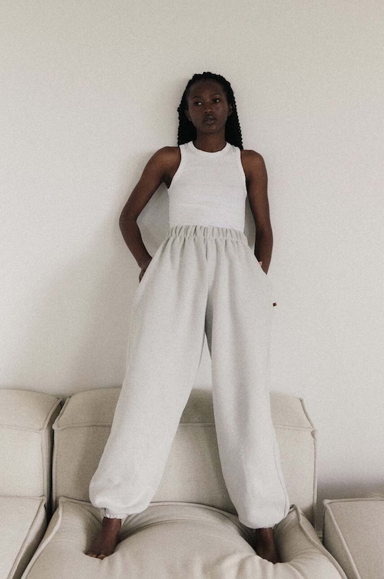 MUUV. spodnie dresowe SMOOTH COTTON dzianina szary spod.SMOOTHCOTTON.seasa