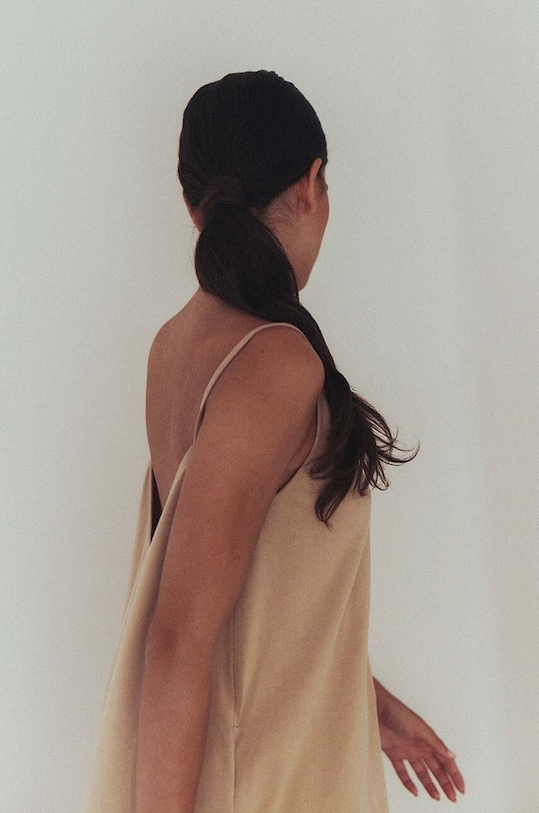 MUUV. rochie din bumbac sukienka #SURFGIRL bej suk.surfgirl.black