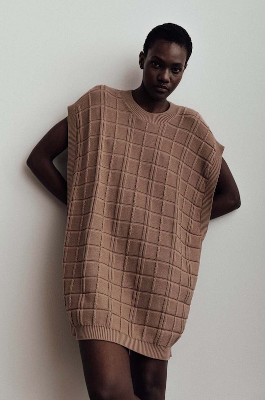 MUUV. sukienka CARRE brązowy sukienk.kr.CARRE.peanut