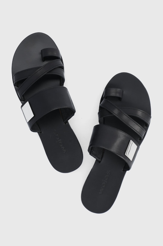 Kožené šľapky Wojas 971651 čierna ZS21